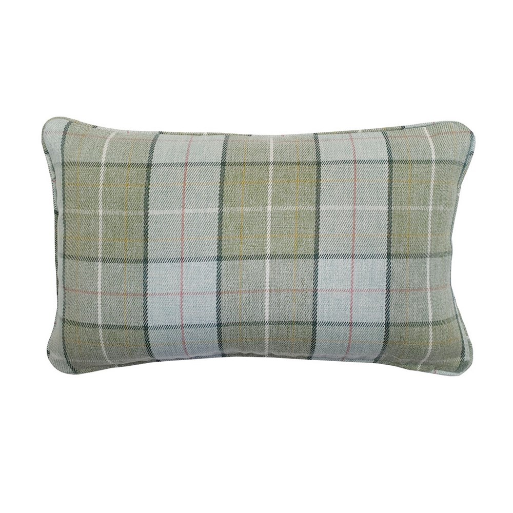 Alfriston Check Bolster Cushion by Laura Ashley in Sage Green